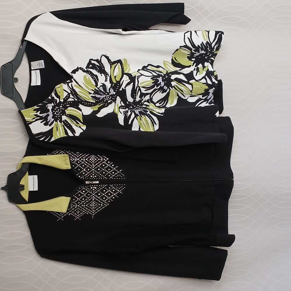 XL Alfred Dunner Zip Up Jacket & Matching 3/4 Sleeve Top ~ 2 piece set